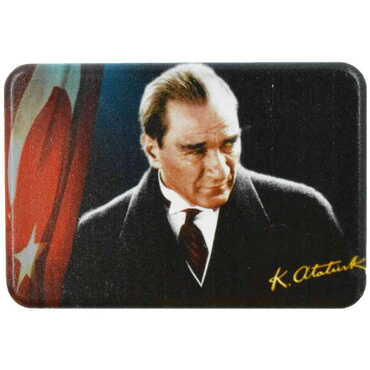 Ataturk Themed Customised UV Printed Plastic Base Rectangle Fridge Magnet 80x50 mm - 14