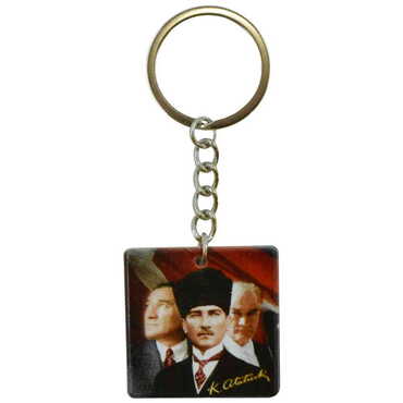 Myros - Ataturk Themed Customised Uv Printed Plastic Base Round Keyring 40x108 mm