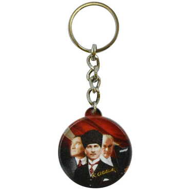 Ataturk Themed Customised UV Printed Plastic Base Square Keyring 38x100 mm - Thumbnail