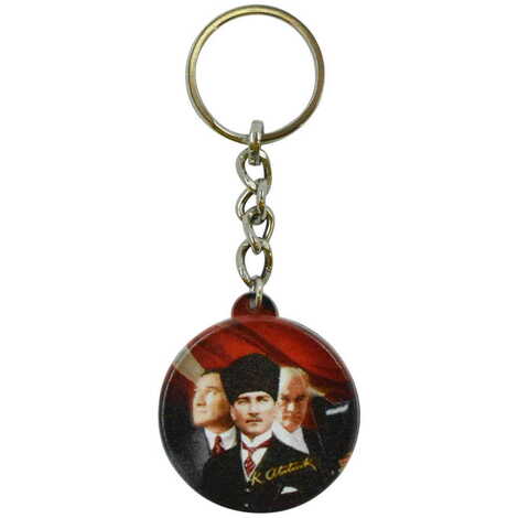 Ataturk Themed Customised UV Printed Plastic Base Square Keyring 38x100 mm