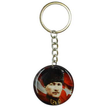 Ataturk Themed Double Face Printed Epoxy Keychain - Thumbnail