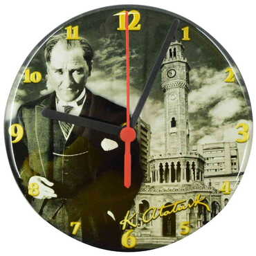 Myros - Ataturk Themed Epoxy Wall Clock Home Decoration 20 Cm