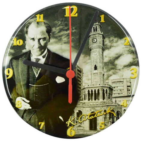 Ataturk Themed Epoxy Wall Clock Home Decoration 20 Cm