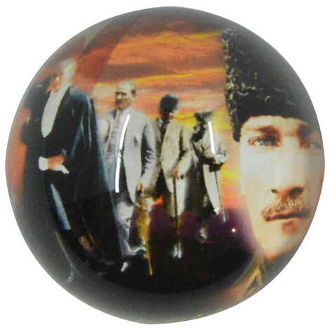 Ataturk Themed Hemisphere Glass Paperweight 5Cm