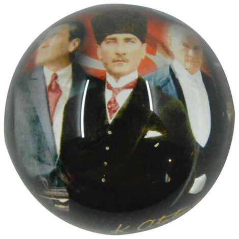 Ataturk Themed Hemisphere Glass Paperweight 6Cm