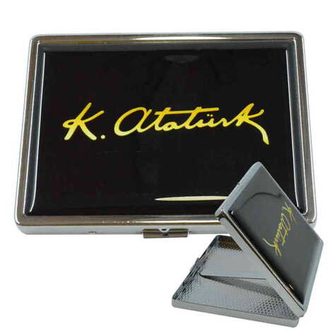 Ataturk Themed Metal Cigarette Case 103x80x11 mm