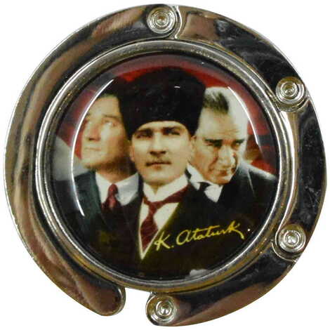 Ataturk Themed Metal Folding Purse Hook For Table 45 mm