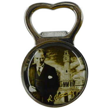 Myros - Ataturk Themed Metal Magnetic Small Round Opener 38x60 mm