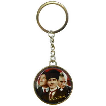 Myros - Ataturk Themed Metal Round Keychain 40x100 mm