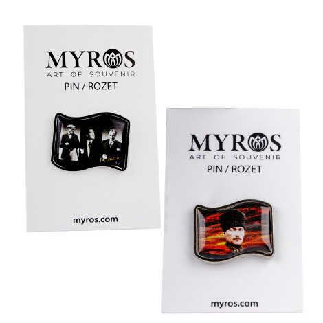 Atatürk Themed Myros Metal Flag Pin 25x20 mm - 2