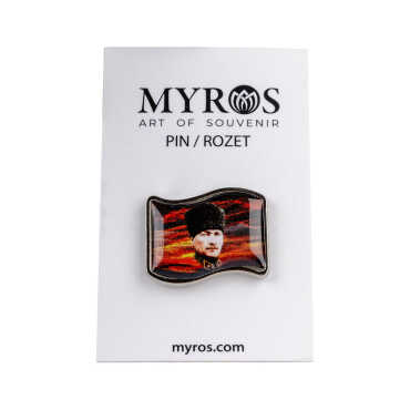 Atatürk Themed Myros Metal Flag Pin 25x20 mm - 4