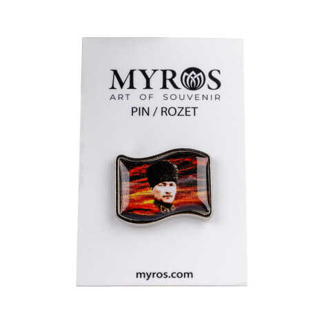 Atatürk Themed Myros Metal Flag Pin 25x20 mm - 4