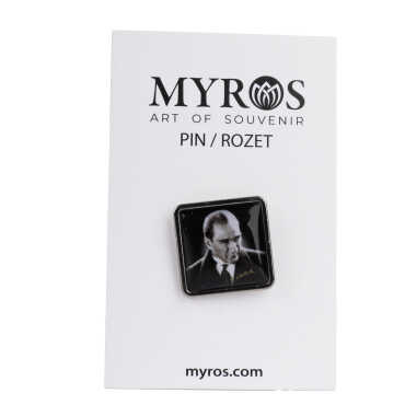 Atatürk Themed Myros Metal Square Badge 18x18 mm - 3