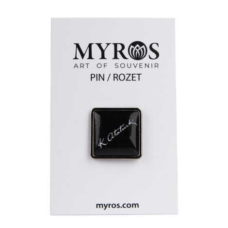 Atatürk Themed Myros Metal Square Badge 18x18 mm - 5