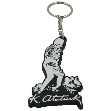 Ataturk Themed Plastic Rubber Keyring - Thumbnail