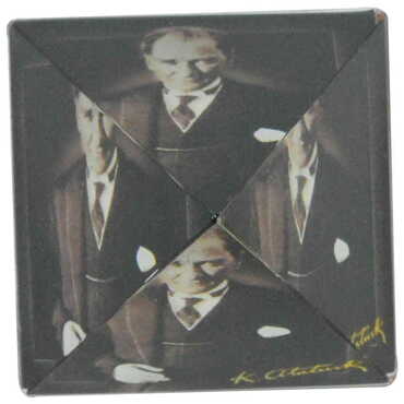 Ataturk Themed Pyramid Paperweight 4 Cm - Thumbnail