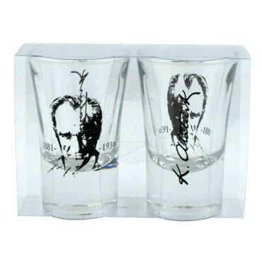 Myros - Ataturk Themed Shot Glass Set of 2 Pcs