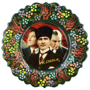 Myros - Ataturk Themed Turkish Ceramic Plate With Epoxy 18 Cm