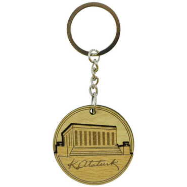 Ataturk Themed Wooden Custom Printed Wooden Keyring - Thumbnail