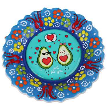 Avokado Temalı Çini Myros Resim Tabak 12 cm - 2