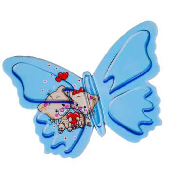 Ayıcık Temalı Uv Baskılı Kelebek Şekilli Magnet 80x58 mm - 2