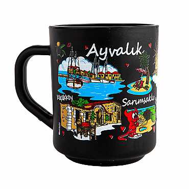 Ayvalık Bölgesi Temalı Myros Boyalı Oval Cam Kupa - 5