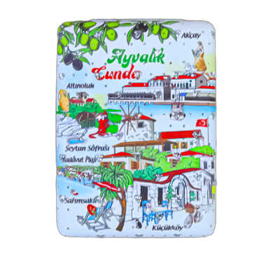 Ayvalık Themed Myros Rectangular Curved PU Mirror - 5
