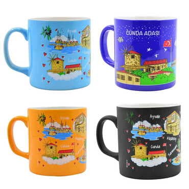 Ayvalik Region Themed Customised Serigraphy Printed Ceramic Mug 82x90 mm - 26
