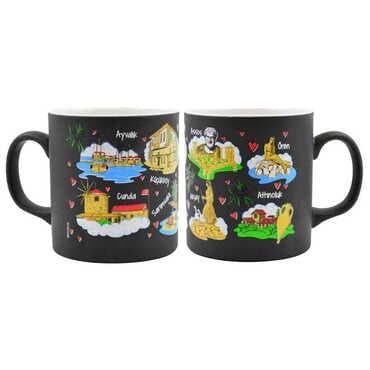 Ayvalik Region Themed Customised Serigraphy Printed Ceramic Mug 82x90 mm - 29