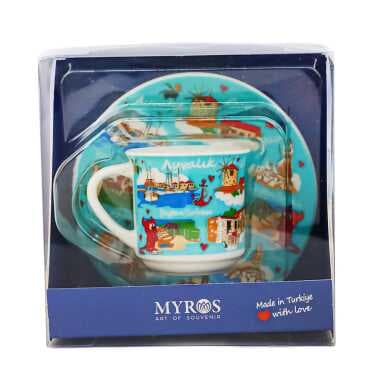 Ayvalık Themed Single Porcelain Coffee Cup