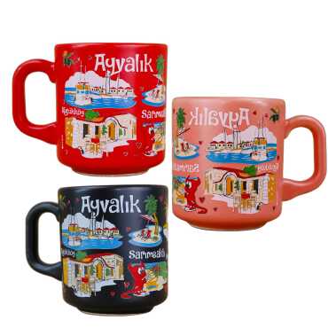 Ayvalık Themed Traditional Ceramic Cappuccino Mug - 2