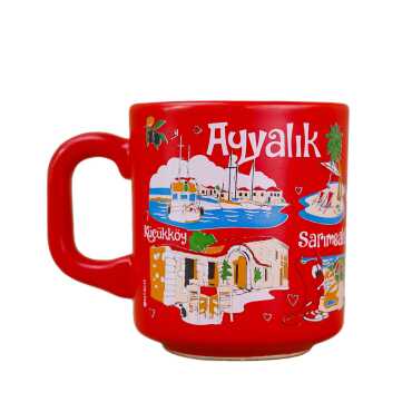 Ayvalık Themed Traditional Ceramic Cappuccino Mug - 3