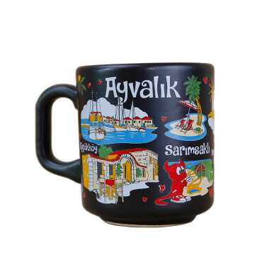 Ayvalık Themed Traditional Ceramic Cappuccino Mug - 4