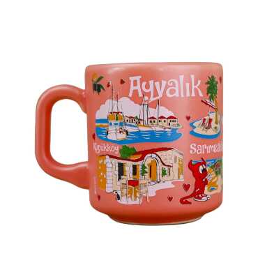 Ayvalık Themed Traditional Ceramic Cappuccino Mug - 7