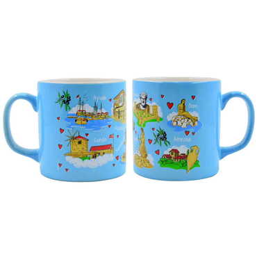 Myros - Ayvalik Region Themed Customised Serigraphy Printed Ceramic Mug 82x90 mm