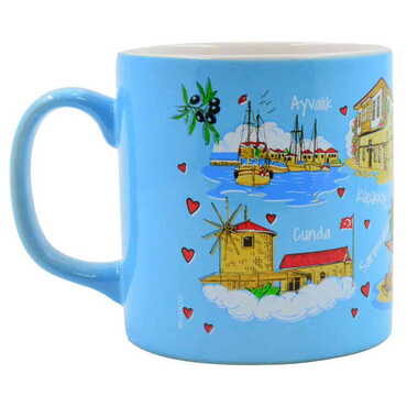 Ayvalik Region Themed Customised Serigraphy Printed Ceramic Mug 82x90 mm - Thumbnail