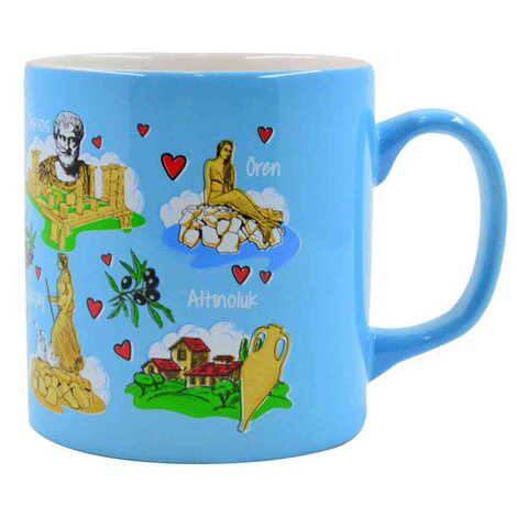 Ayvalik Region Themed Customised Serigraphy Printed Ceramic Mug 82x90 mm