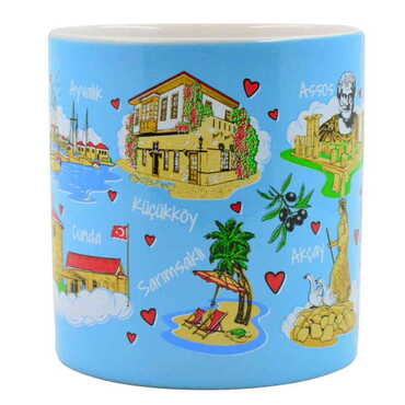 Ayvalik Region Themed Customised Serigraphy Printed Ceramic Mug 82x90 mm - Thumbnail