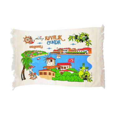 Ayvalik Region Themed Customised Serigraphy Printed Hand Towel 600x400 mm - Thumbnail