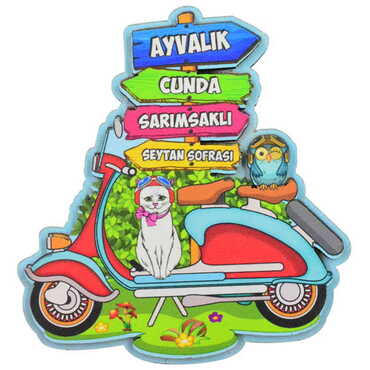 Toptan Ayvalık Temalı 3D Resimli Ahşap Magnet - 23