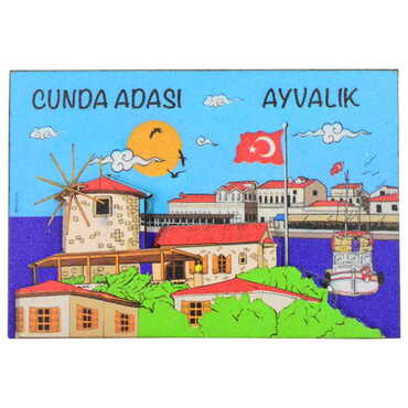 Toptan Ayvalık Temalı 3D Resimli Ahşap Magnet - 25