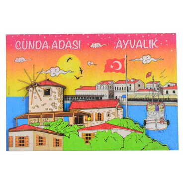 Toptan Ayvalık Temalı 3D Resimli Ahşap Magnet - 26