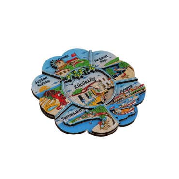 Toptan Ayvalık Temalı 3D Resimli Ahşap Magnet - 9