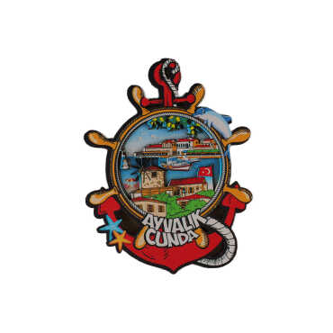 Toptan Ayvalık Temalı 3D Resimli Ahşap Magnet - 8