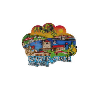 Toptan Ayvalık Temalı 3D Resimli Ahşap Magnet - 6