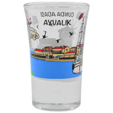 Toptan Ayvalık Temalı Baskılı Shot Bardak 45x70 mm - Thumbnail