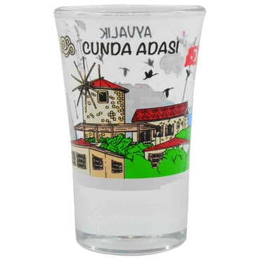 Toptan Ayvalık Temalı Baskılı Shot Bardak 45x70 mm