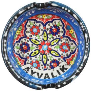 Ayvalik Themed Turkish Ceramic Special Relief Ashtray Small Size - 4