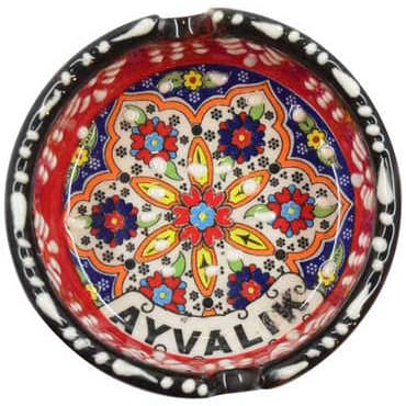 Ayvalik Themed Turkish Ceramic Special Relief Ashtray Small Size - 5