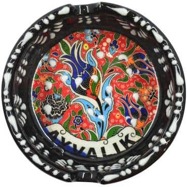 Ayvalik Themed Turkish Ceramic Special Relief Ashtray Small Size - 7